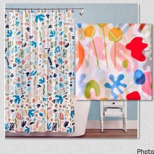 NWT Splash HOME Peva DEAUVILLE White, Blue, Green, Yellow & Black Shower Curtain